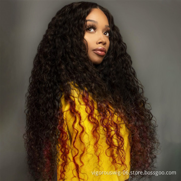 Highlight Long Kinky Curly Manufacturers High Temperature Long Lace Frontal Wigs Synthetic Hair Black Women